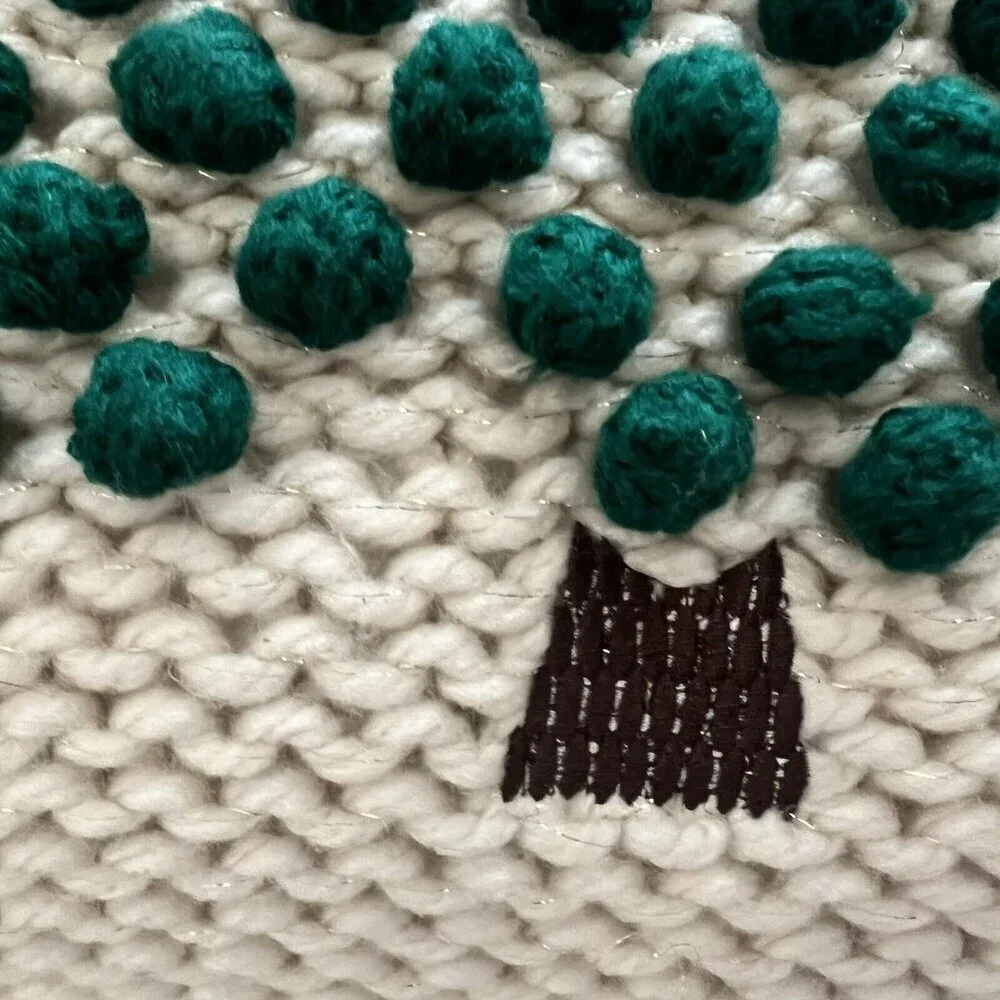 Cupcakes and Cashmere Christmas Tree Chrocet Pompom Pillow